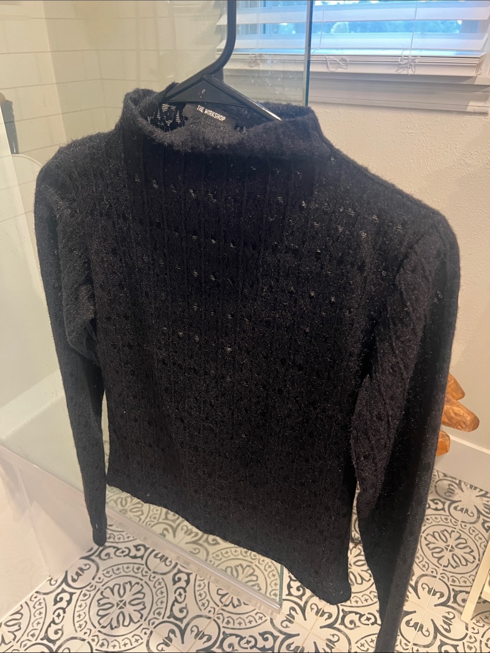 Workshop Republic Clothing Black Mock Neck Ribbed Sweater